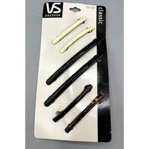 Vtg 90s Vidal Sassoon Classic Hair Barrettes Set Of 6 Black Tortoise Ivory